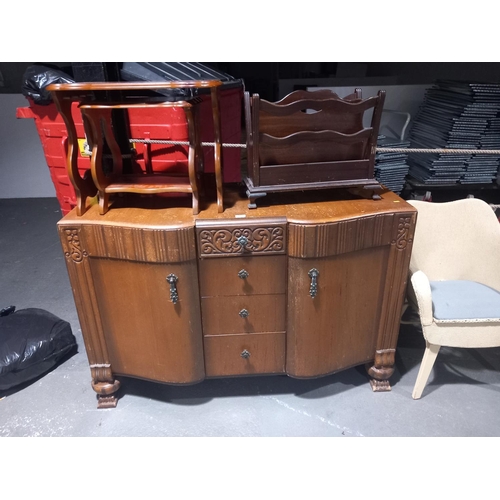 466 - An oak sideboard, Lloyd Loom style chair, nest of tables, etc