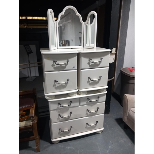 470 - 2 over 2 white chest of drawers and 2 white bedside cabinets