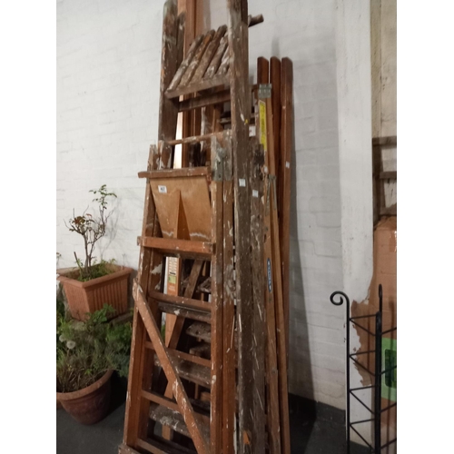 467 - 5 sets of wooden step ladders