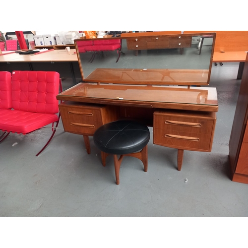 104 - A teak G plan fresco range dressing table with stool