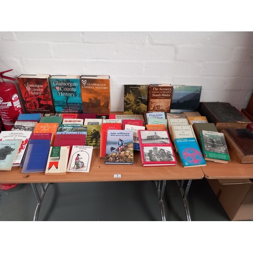 1 - A selection of Welsh books to include Glamorgan County history, Welsh Country Upbringings, history o... 