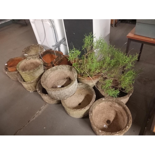 552 - A selection of stone circular planters
