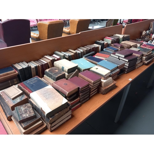 45 - A large collection of mostly leather bound books