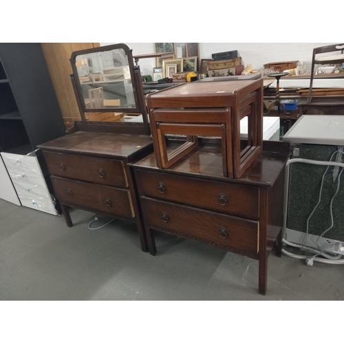 376 - Oak dresser, oak cabinet and nest of tables