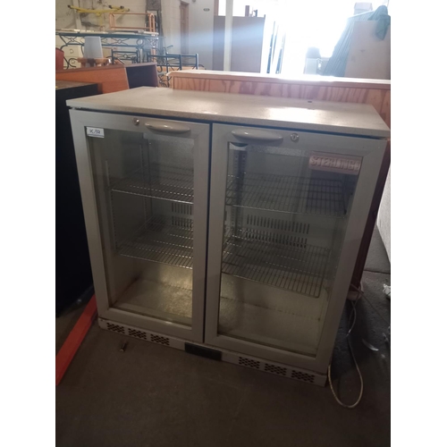 395 - A silver sterling glass fronted fridge (untested)