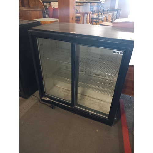 396 - A black gastro line glass fronted fridge (untested)