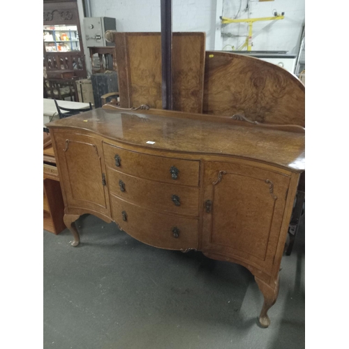 431 - A walnut sideboard together with a walnut double bed