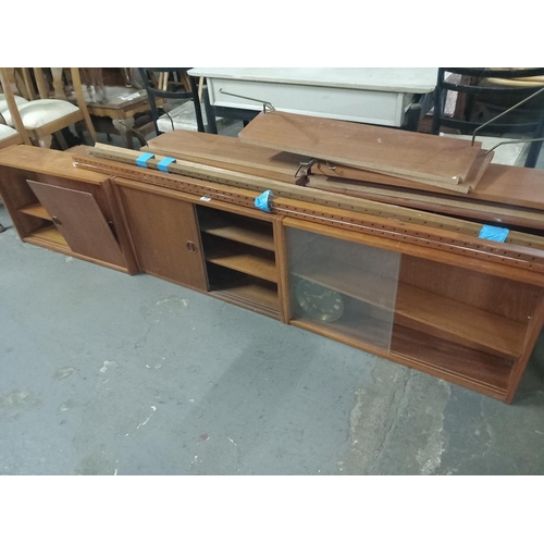 432 - A teak Ladderax style two bay wall unit