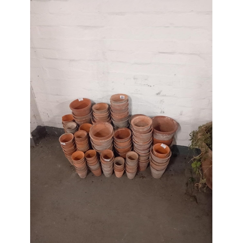 483 - A collection of terracotta planters