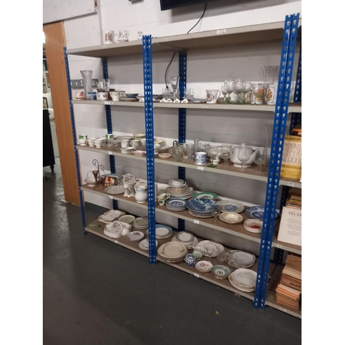 496 - 8 shelves  of China including old willow, Victoria Austria, Milton China etc