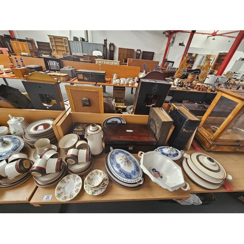 23 - Two early large bibles, Denby dinner service, wooden boxes and other decorative china