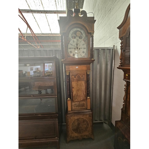 172 - A mahogany long cased - Bearington of Stoneygate - 30 day grandfather clock with weights and pendulu... 