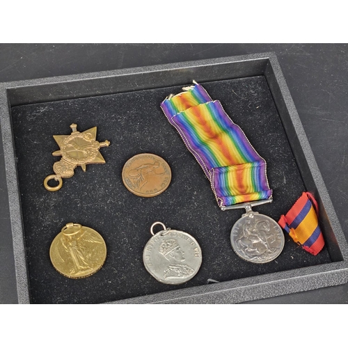 212 - A group of World War I medals awarded to Private H Abraham - Rifle Brigade - 54248 - including The K... 