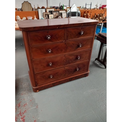 108 - A mahogany two over three chest of drawers