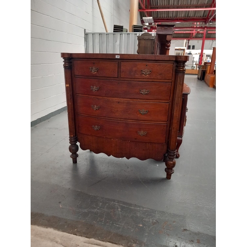 148 - A mahogany two over three chest of drawer