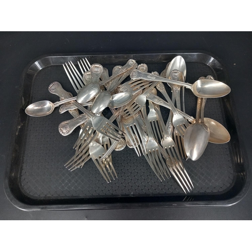 234 - A quantity of Kings pattern hallmarked silver cutlery consisting of 5 dessert spoons (3 being 1854 a... 