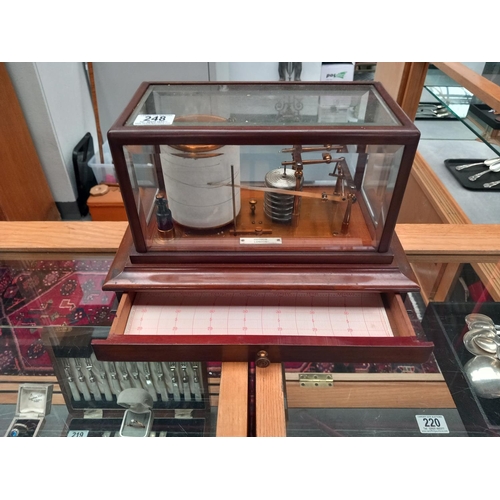 248 - A vintage barrograph in mahogany and glass case