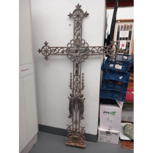 254 - A large cast iron crucifix - Belgium or French - 64 inches tall