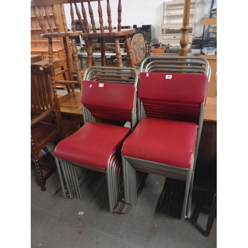 361 - Fourteen Du-al metal framed stacking chairs