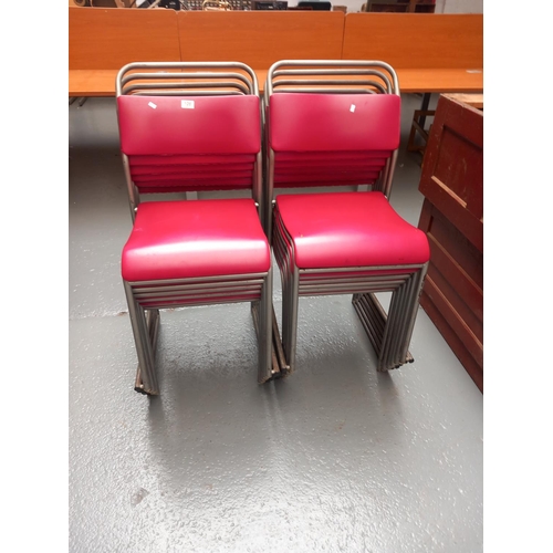 106 - Twelve Du-al metal framed stacking chairs