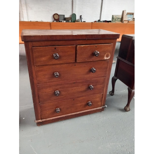 110 - A mahogany two over three chest of drawers