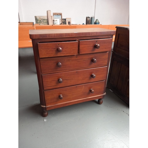 113 - A mahogany two over three chest of drawers