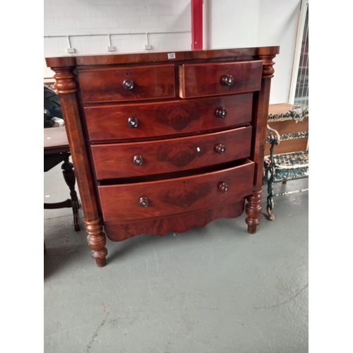 125 - A mahogany two over three chest of drawers