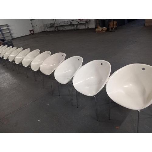 586 - Twelve white/cream pedrali chairs