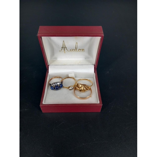 210 - Unhallmarked 9 and 18k gold rings (XRF tested as gold) combined weight including stones 12.4g