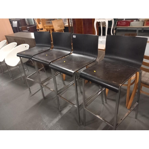 572 - Four chrome based Pedrali designer bar stools