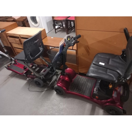 574 - An Ableworld mobility scooter with instructions, charger and keys (in the office) together with a lu... 