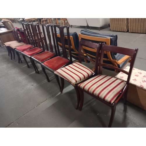 610 - two sets of four mahogany framed dining chairs