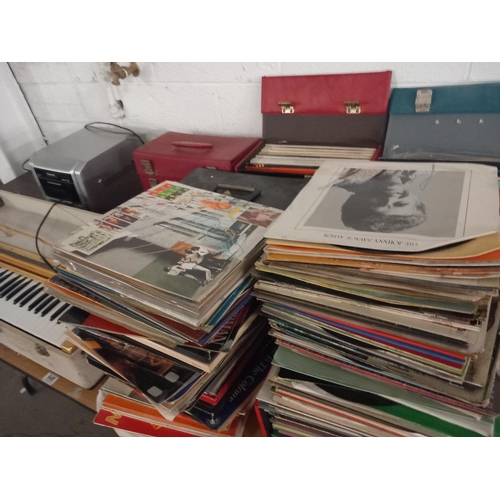 648 - Large collection of mixed genre vinyl records, keyboards and turntable etc