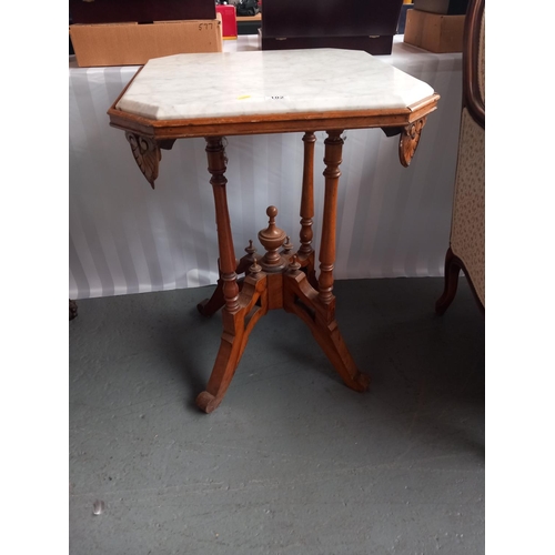 102 - Marble topped mahogany occasional table