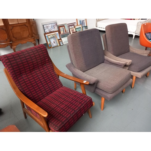 142 - Three retro upholstered chairs