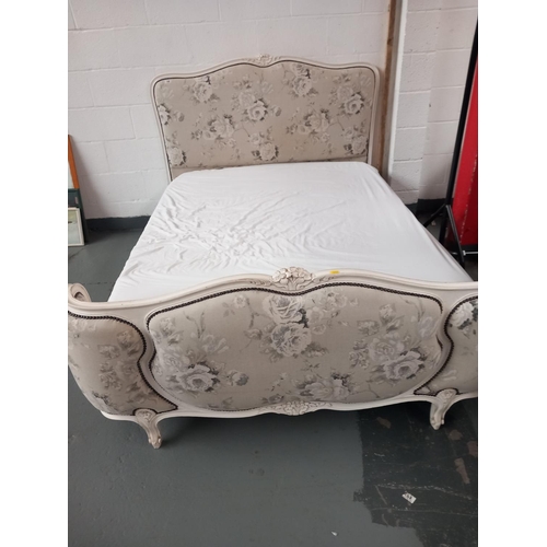 148 - Reproduction frenchy style double bed and mattress