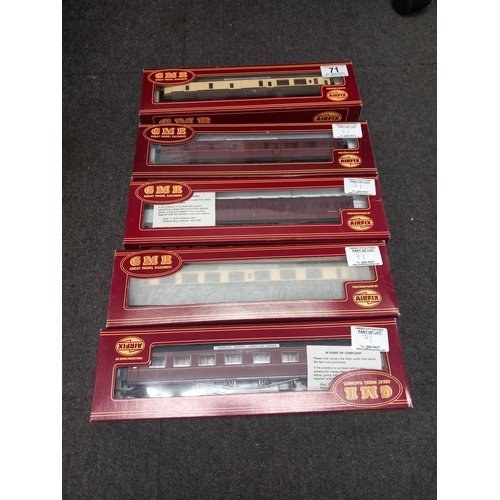 71 - 5 boxed airfix  GMR 00 gauge carriages - Centenary brake, Centenary comp x 2 etc