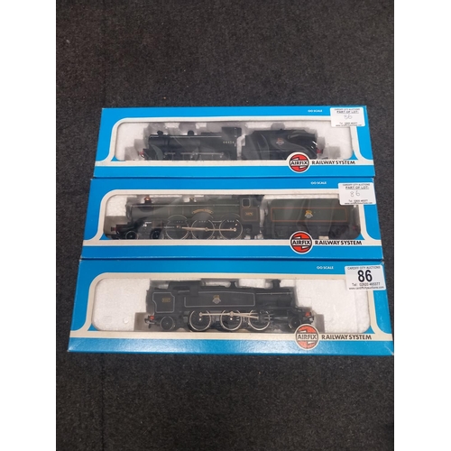 86 - Three boxed Airfix 00 gauge model trains - Pendennis castle, 4f Fowler and Prairie tank locomotive