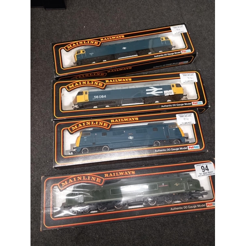 94 - Four boxed Mainline 00 gauge locomotives - Coco Diesel, C01 diesel, Coco Diesel and Diesel Hydraulic