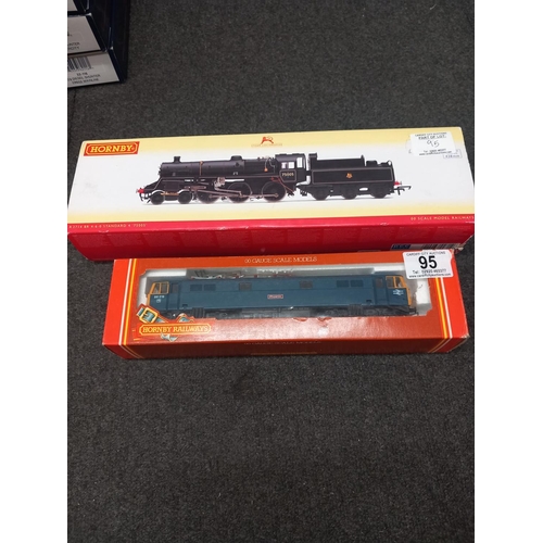 95 - A boxed Hornby R2714 class 75000 steam locomotiver (DCC ready) together with a boxed Hornby R360 Ele... 