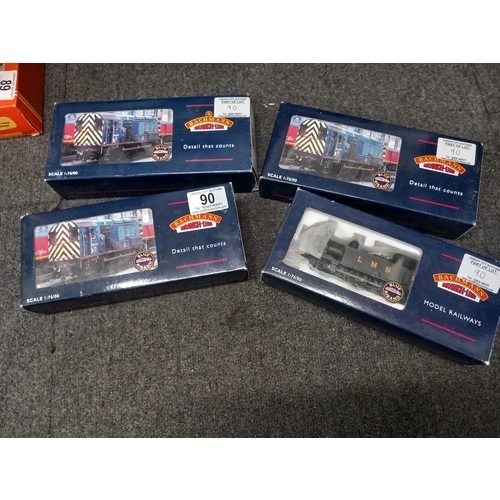 90 - Four boxed Bachmann 00 gauge locomotives - 08 diesel shunter, 09 diesel shunter, 3f Jinty and 08 die... 