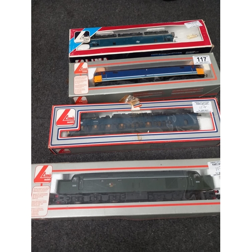 117 - Boxed Lima 205223 locomotive, boxed Lima 205064A1, boxed Lima 205254A1 and a boxed Lima 205149W