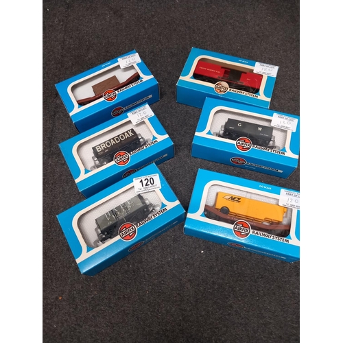 120 - Boxed Airfix 54378-7 7 Plank Wagon GWR, boxed Airfix 54270 Union Pacific Box Car, boxed Airfix 54330... 