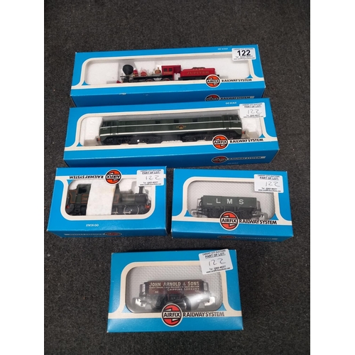 122 - Boxed Airfix 54153-0 1400 Class Tank BR, boxed Airfix 54373-2 5 plank wagon LMS, boxed Airfix 54376-... 