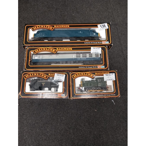 136 - A boxed Mainline 37036 Class 03 060 diesel locmotive BR blue livery, a boxed Mainline 37070 06OT Cla... 