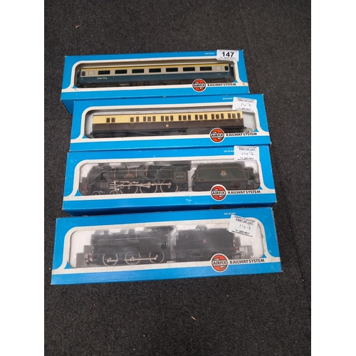 147 - A boxed Airfix 54250 Class B surburban brake coach GWR livery, a boxed Airfix 54121-3 Royal Scott BR... 