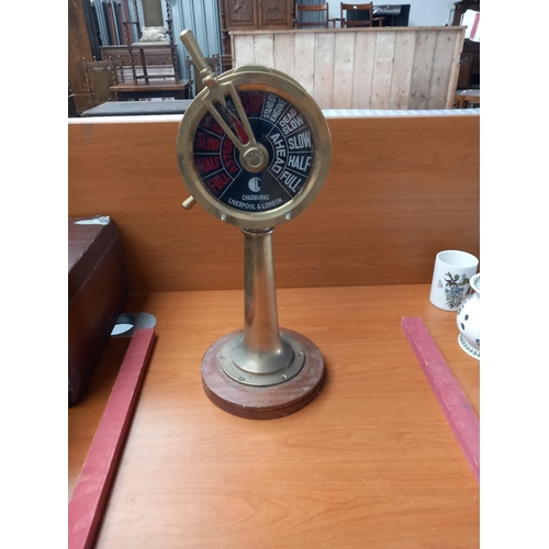 213 - A brass reproduction nautical telegraph (glass broke on one side)