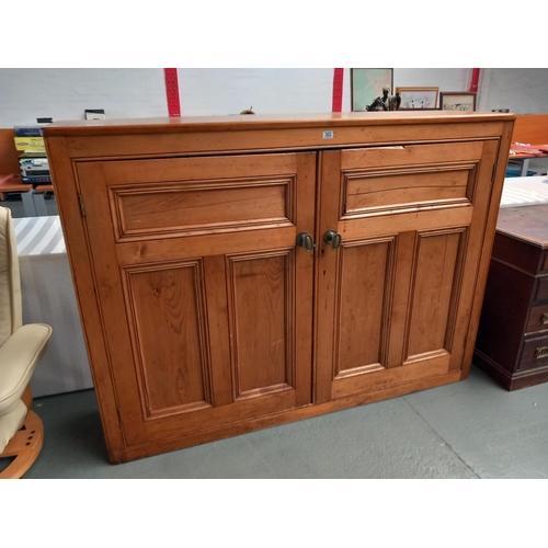 302 - A Victorian pine double door sideboard from Cardiff Lawn Green Bowling Club