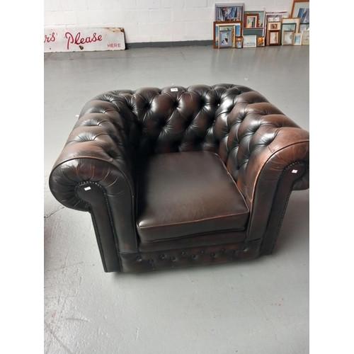 314 - A brown leather chesterfield club chair