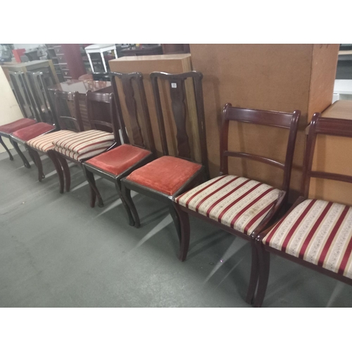 570 - two sets of four mahogany framed dining chairs